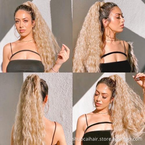 Wholesale hot sale 23 Inches Long Fluffy Curly Drawstring Ponytail Hair Extension cosplay for women 2020
